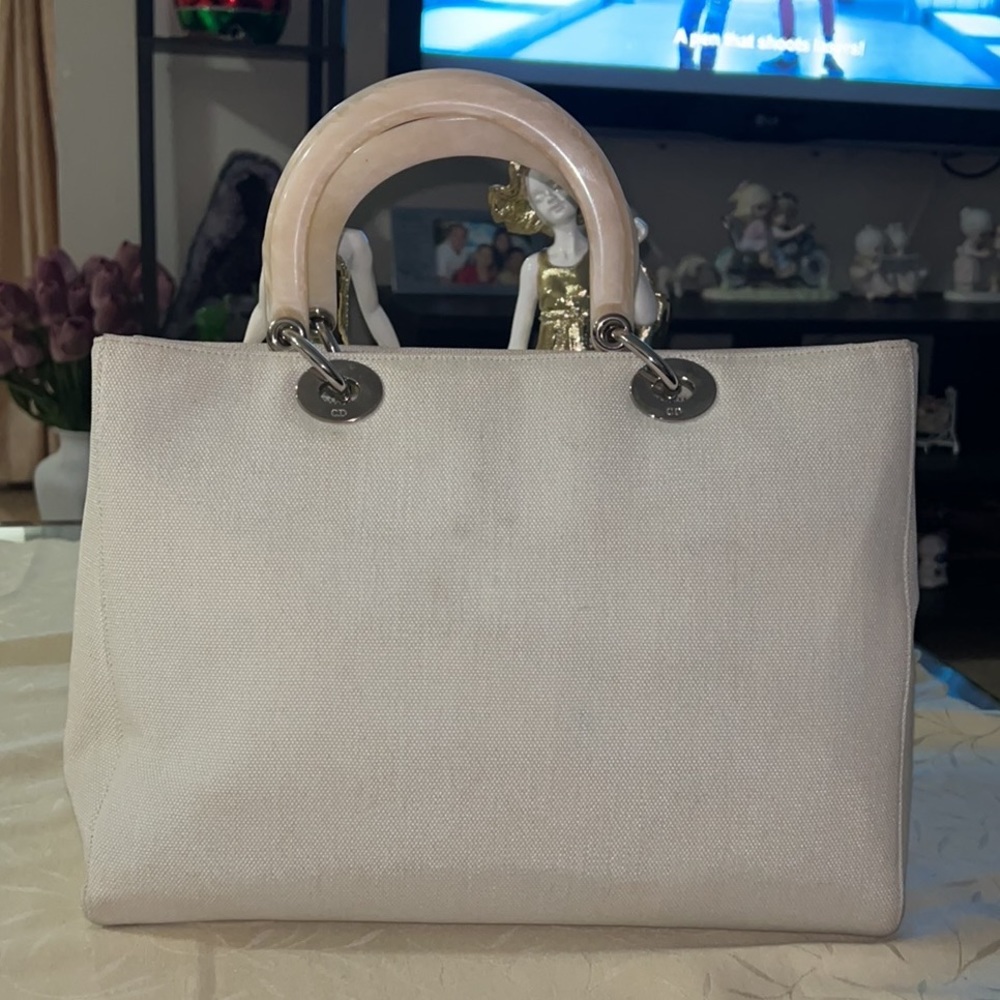 Dior Lady Dior Canvas Satchel Bag with Plastic Handle - Picture 13 of 16